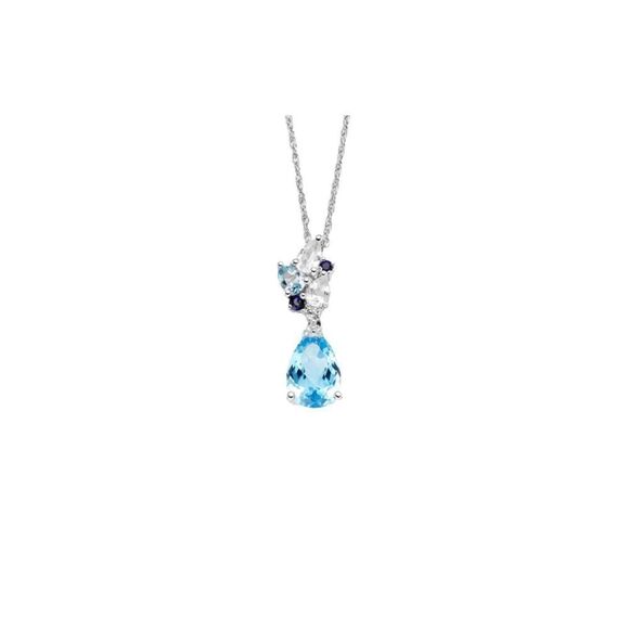 P⭐️M GENUINE SWISS BLUE AND SKY BLUE TOPAZ PENDANT NECKLACE 925 - Picture 15 of 16
